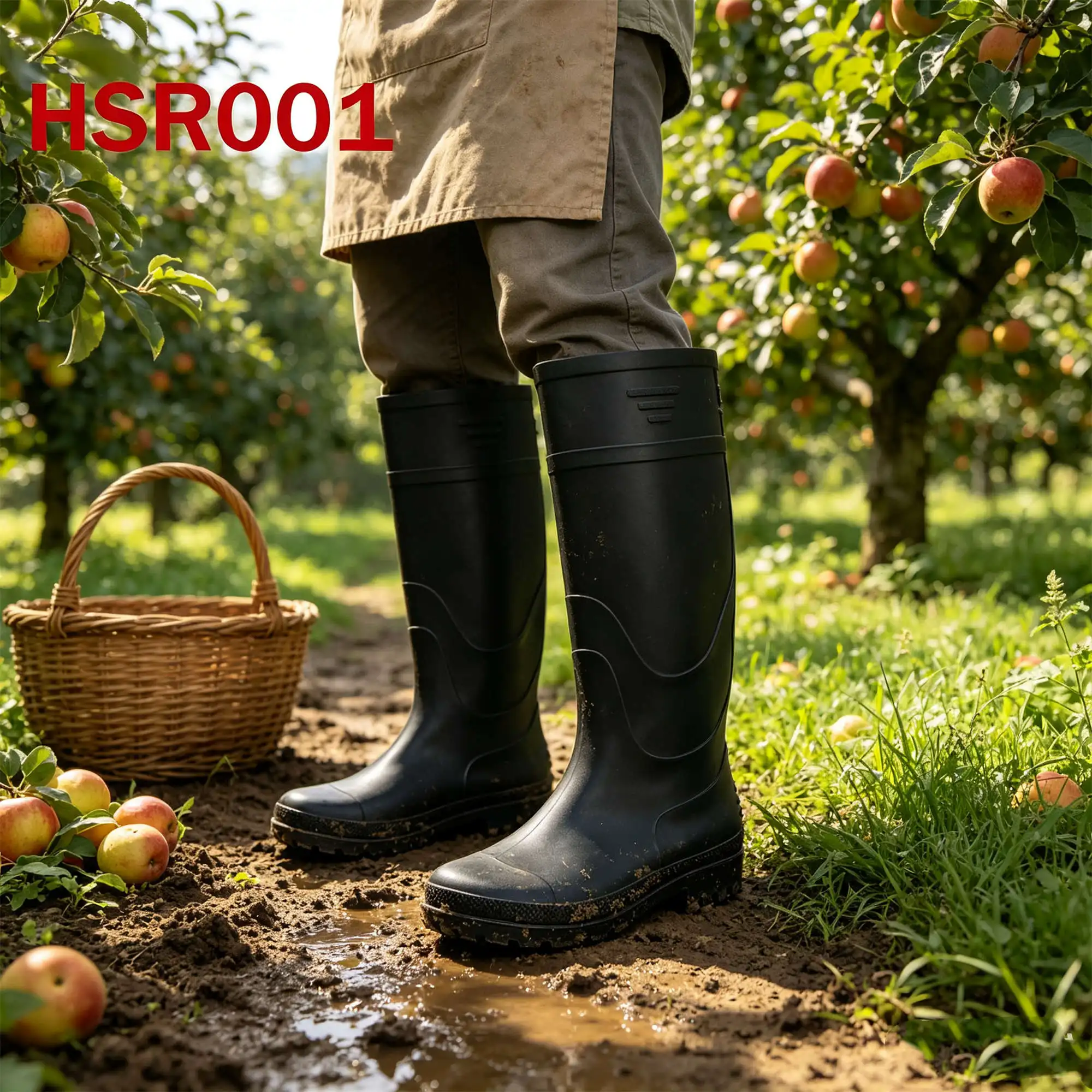 XYM,Tanzania Popular One-shot Molding PVC/EVA Hua Singh Rubber Boots Mud Working Seam-sealed 13 Inch Garden Rain Boots HSR001