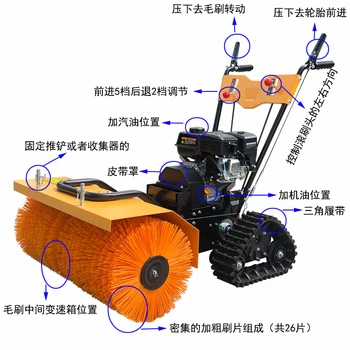 6.5 Horsepower Triangular Track Engine Multi-functional Snow Blower 80 cm Wide for Street Snow Removal