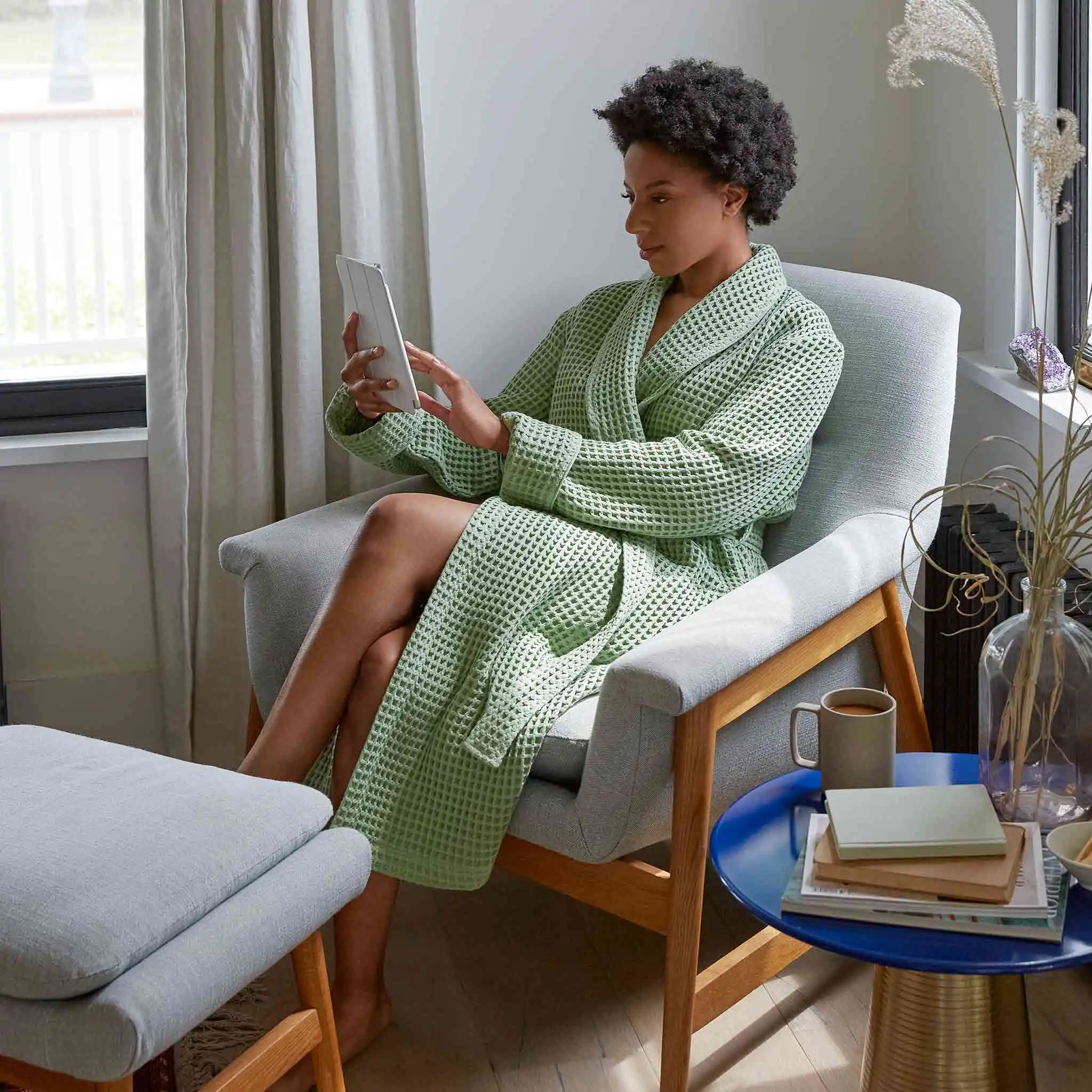 High Quality Robes Bath Pineapple Robe Solid Waffle Flannel Bathrobe