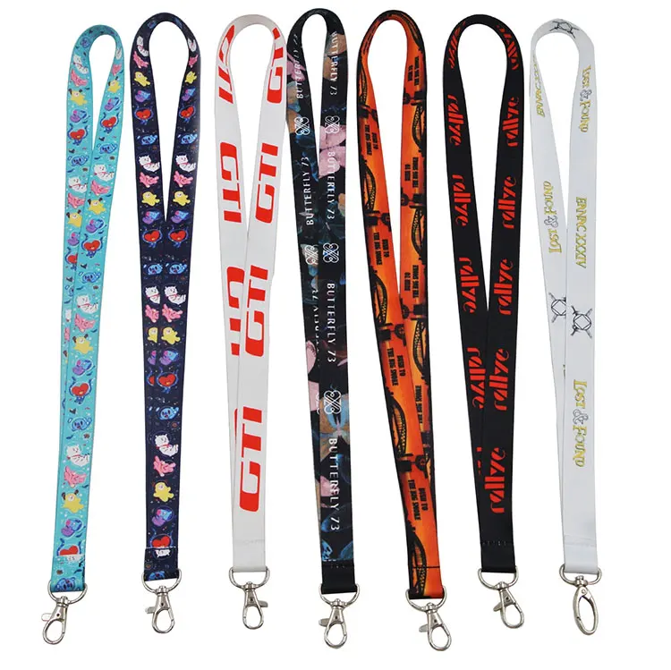 কাস্টম নাইলন পলিস্টার কাস্টমাইজড ল্যানার্ডস প্রিন্ট কীচেইন নেক স্ট্র্যাপ মেডেল সুব্লিমেটেড কার্ড হোল্ডার লোগো সহ ল্যানার্ড কাস্টম 1