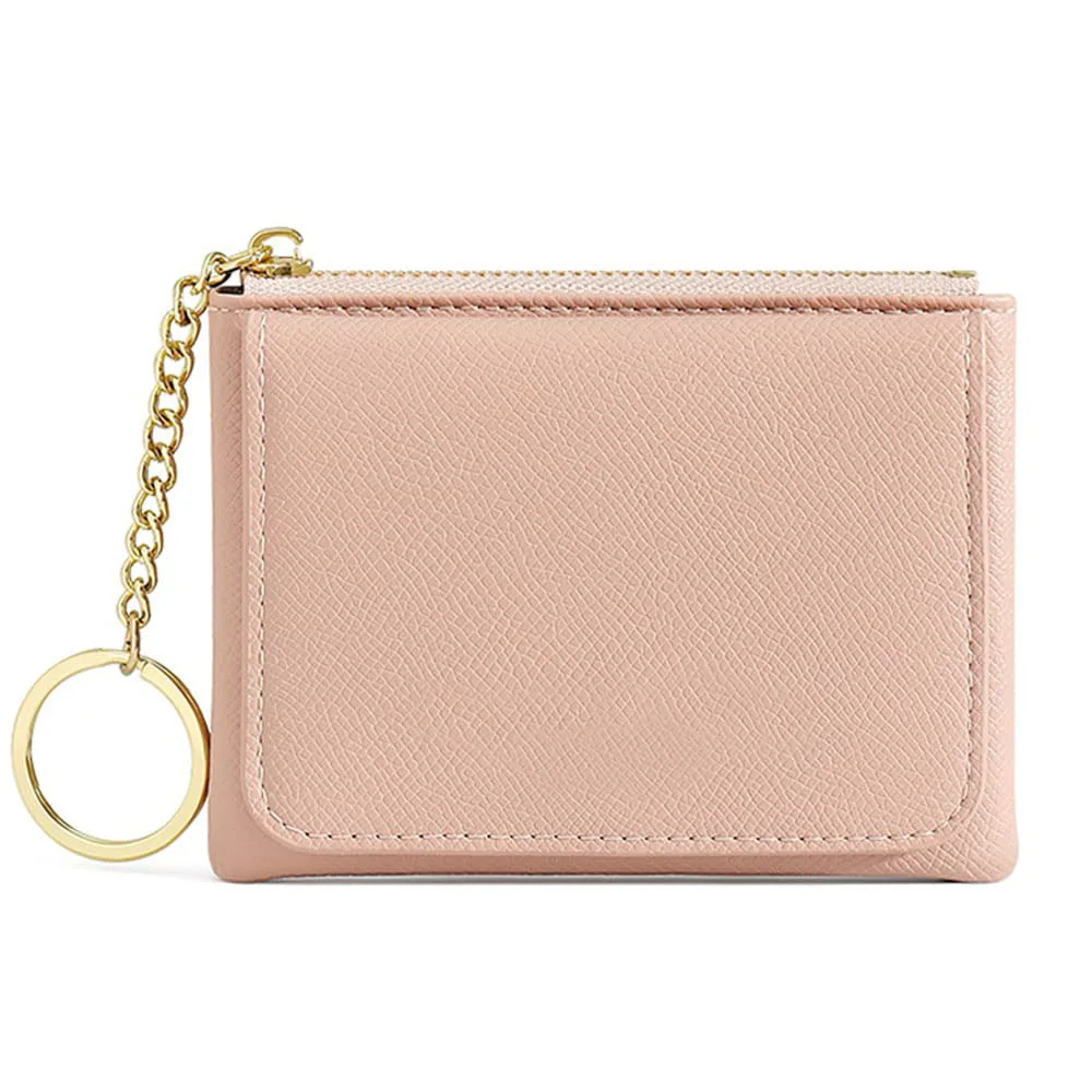 Hot Pink Custom Faux Leather Snap Debit Card Holders Women Cute Zipper 