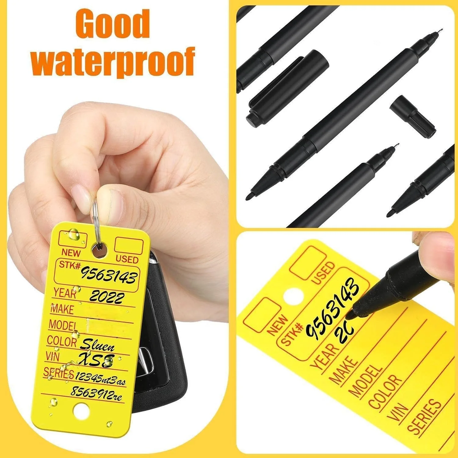 Key Tag Car Spring Key Tags with Labels Car Dealership Key Tags with Rings Blank Shop ...