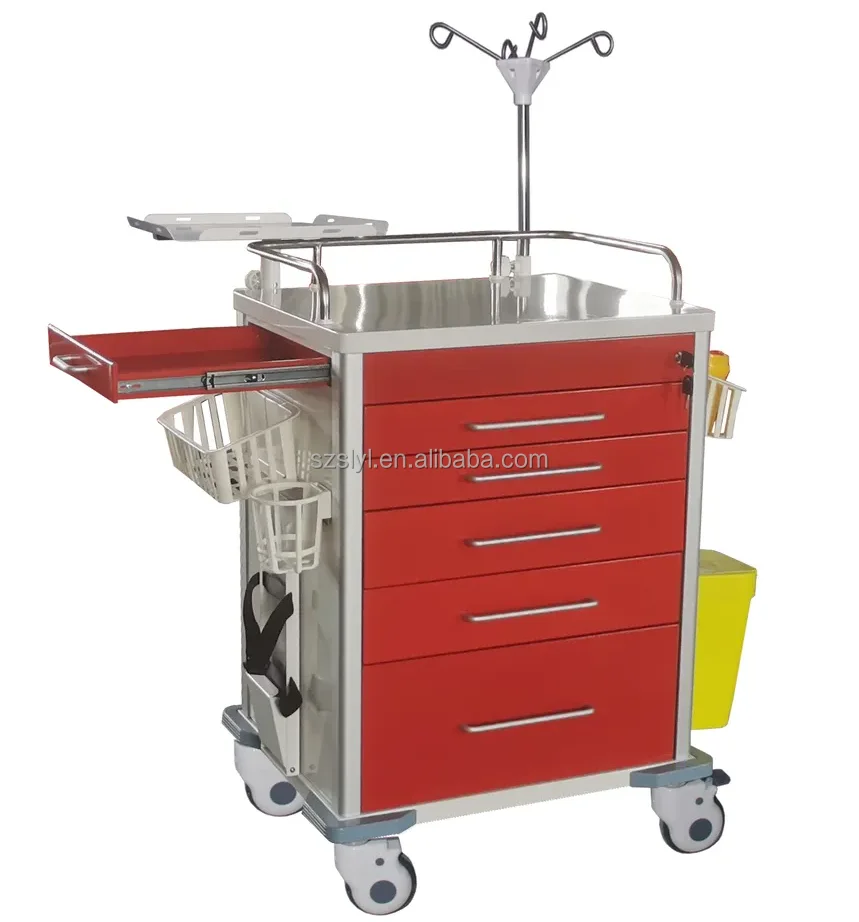 Mobile  Metal Emergency Trolley Aluminum Emergency Trolley Caters