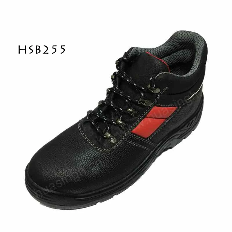 LXG,Nigeria Market Popular Steel Toe Insert Safety Shoes with Red Leather Anti-puncture Oil Resistant Work Shoes HSB255