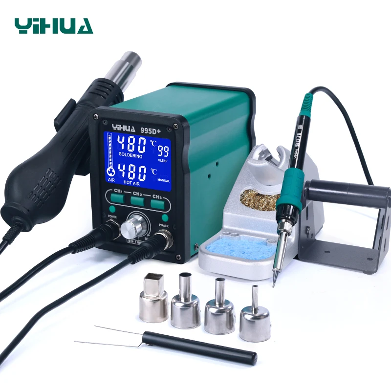 CH1/CH2/CH3 Three Storage YIHUA 995D+ Desoldering Hot air Rework Soldering Station
