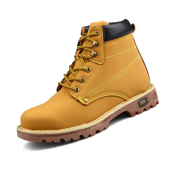 Botas de trabajo de moda para hombre 2022, zapatos de seguridad  impermeables de corte alto con punta de acero, forro de cuero genuino para  invierno,