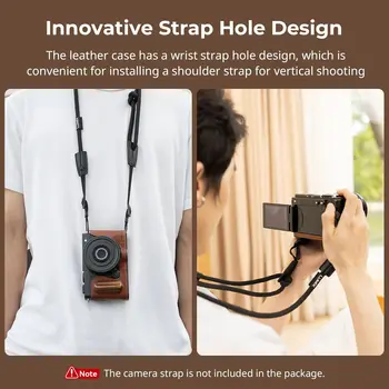 For SMALLRIG Vintage Style Camera Case for Panasonic LUMIX S9 Half Leather Aluminum Frame Wooden Grip 1/4"-20 Threaded Hole Made product image