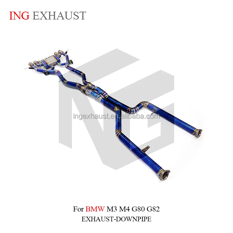 ING for BMW M3 M4 G80 G82 Performance Catback Titanium Alloy Exhaust System Mirror Polished Valve Controller Muffler 1 Piece