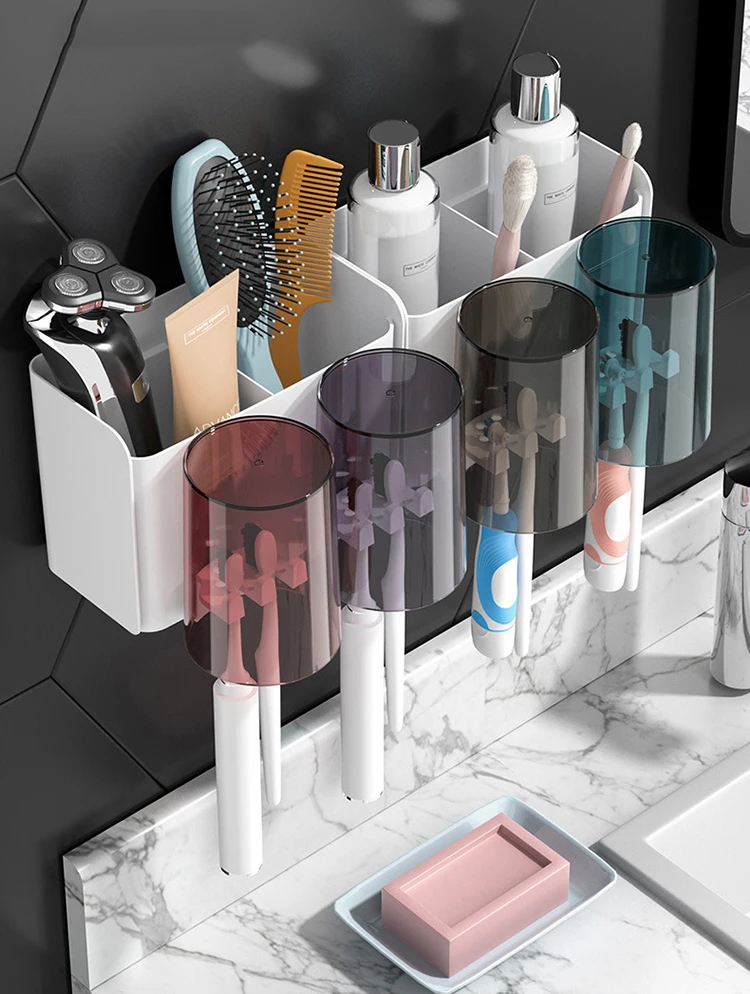10 Tasses De Bain Réutilisables – Porte-brosses à Dents Blanc Et Noir, Plastique Durable, Rangement Salle De Bain