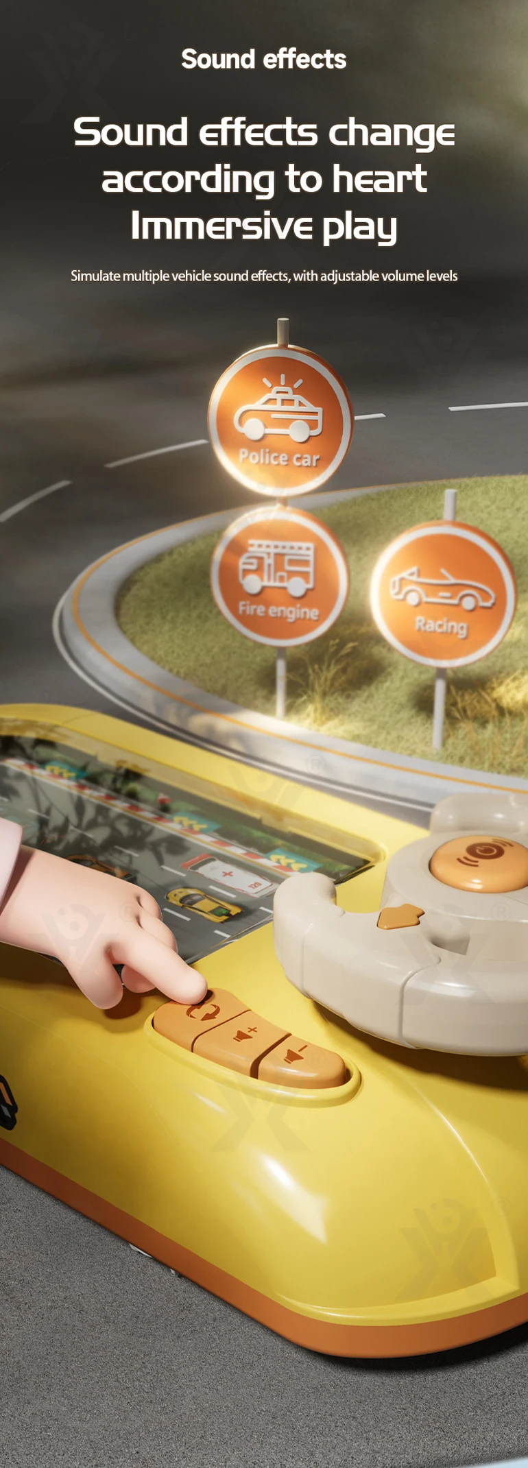 Chengji Racing Car Electronic Adventure Game Steering Wheels Toys Kids Educational Desktop Simulation Steering Wheel Toy Game