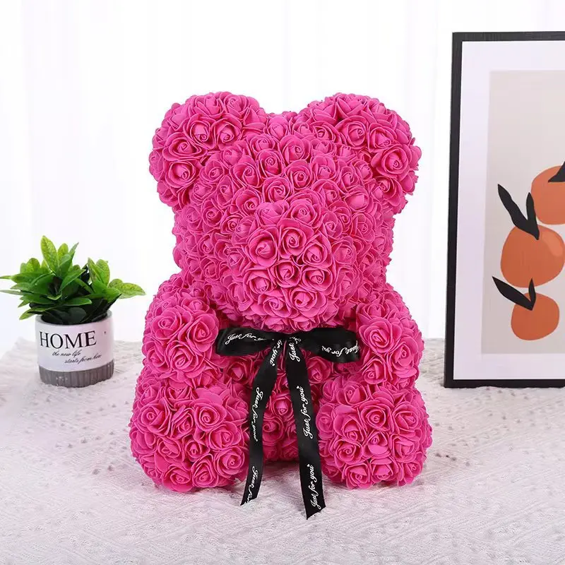 Best Selling Rose Bears In Gift Box 25/40cm Foam Rose Flower Teddy ...