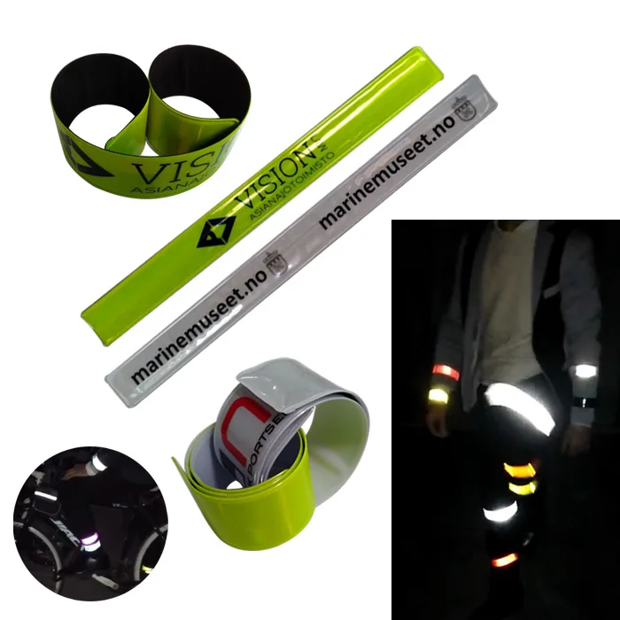 Hi Viz Vis Glow in Dark Reflective Jogger Leg Ankle Plastic Ruler Pvc Slap Reflector Band Bracelet Armband for Kids Safe Running