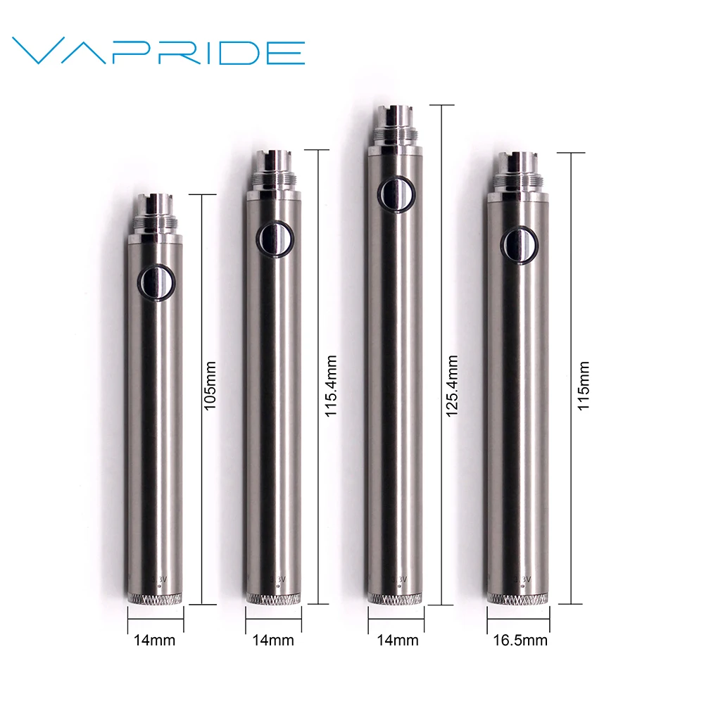 Высокое качество, Лидер продаж, аккумулятор VAPRIDE Evod Twist 510 Thread Vape Pen 650/900/1100 мАч 3,3-4,8 в