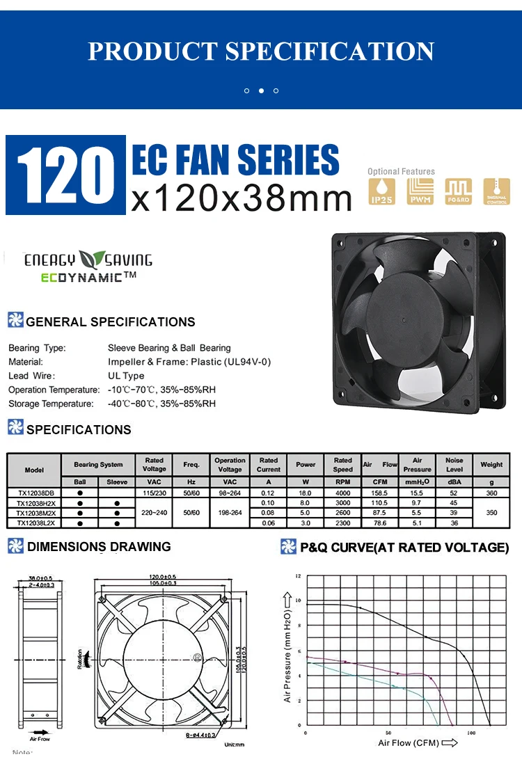 Axial Fan, 120mm, 4inch, 3500RPM - detail 10