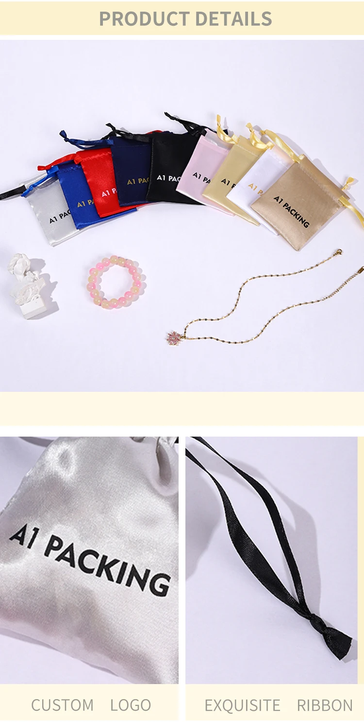 product a1 jewelry bundle pocket cosmetics wig bag ring packaging drawstring paper bag jewelry pouch custom logo custom size  shape-3