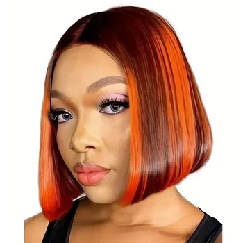 Brazilian 13*4 Frontal Lace Straight Bob 100% Virgin Human Hair Transparent Lace Mixed Color