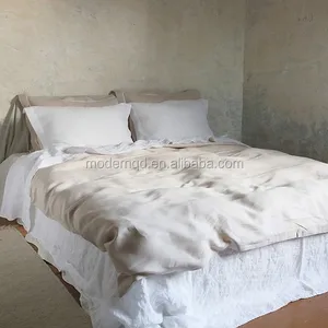 GOTS Organic French Linen Sheet  Natural Flax Linen Duvet Cover New Design 100% French Linen Bed Sheet Set for Home and Hotel
