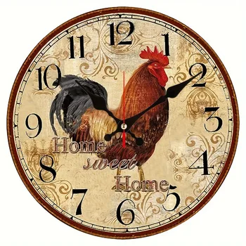Cross-border Creative Rural Farm Wall Clock Animal Wooden Clock Modern Home Decoration Wall Art Clock