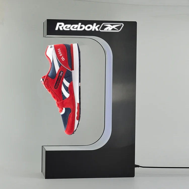 2020 New Innovative LED Light Levitation Magnetic Rotating Floating Shoe Display Device Stand Rack Wholesale 3mm Thickness Gifts