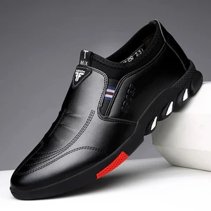 2026 New Fashion Men's Leather Casual Flat Shoes Business Soft-Soled Non-Slip Breathable All-Match Men Sneakers