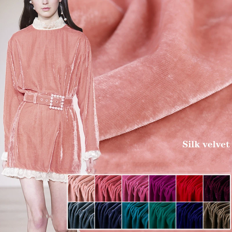 Plain Solid Dyeing 100 Silk Velvet Fabric Purple Silk Velvet Sofa Curtain Fabric Velvet Fabric for Clothes