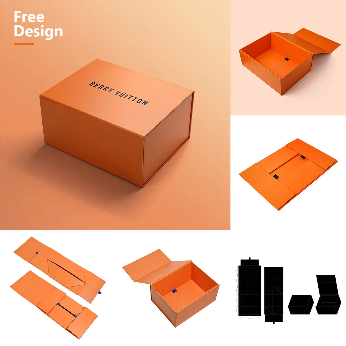 Custom Folding Magnetic Packaging Box Gift Box with UV Printing Logo Hot Foil Stamp Embossing and Matt Lamination