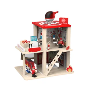 Children's Educational Early Education Block Toys Simulation Play House Police Station Firefighter Model Kids' Role-Playing