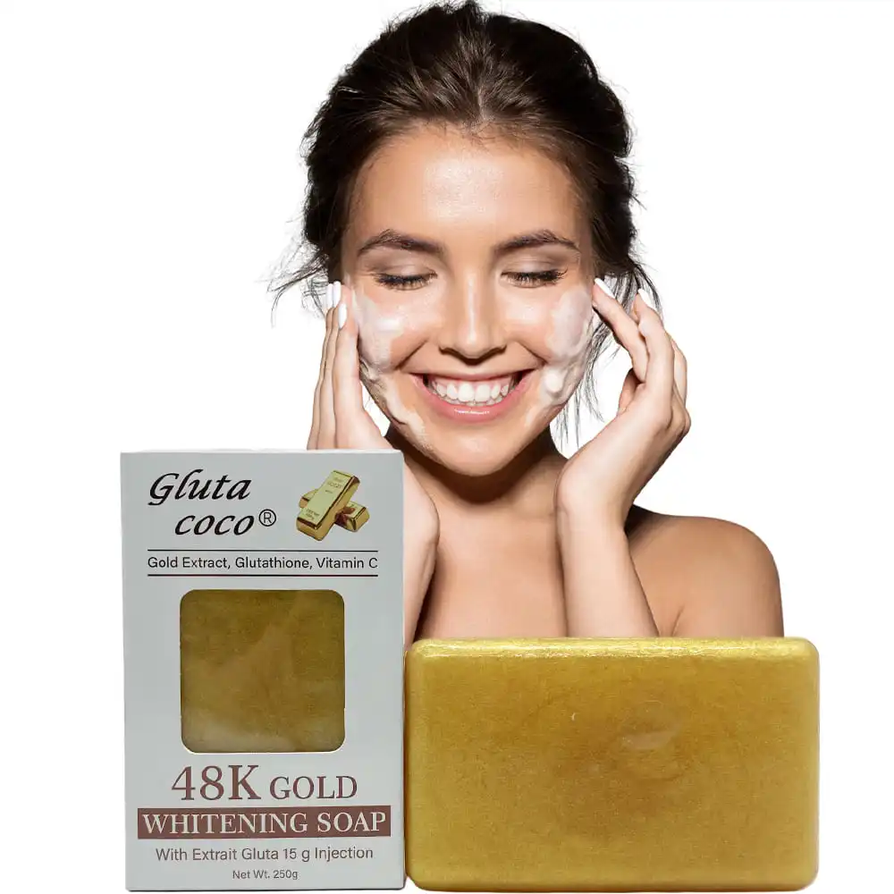 glutathione injection skin whitening melbourne Gluta Coco 48K Gold Whitening Soap with Glutathion & Vitamine C Moisturizer  Remove Hyperpigmentation Natural Whitening Face Soap