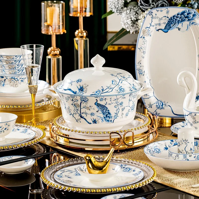 Blue White Porcelain Ceramic Bowl Set - Chinese Bone China