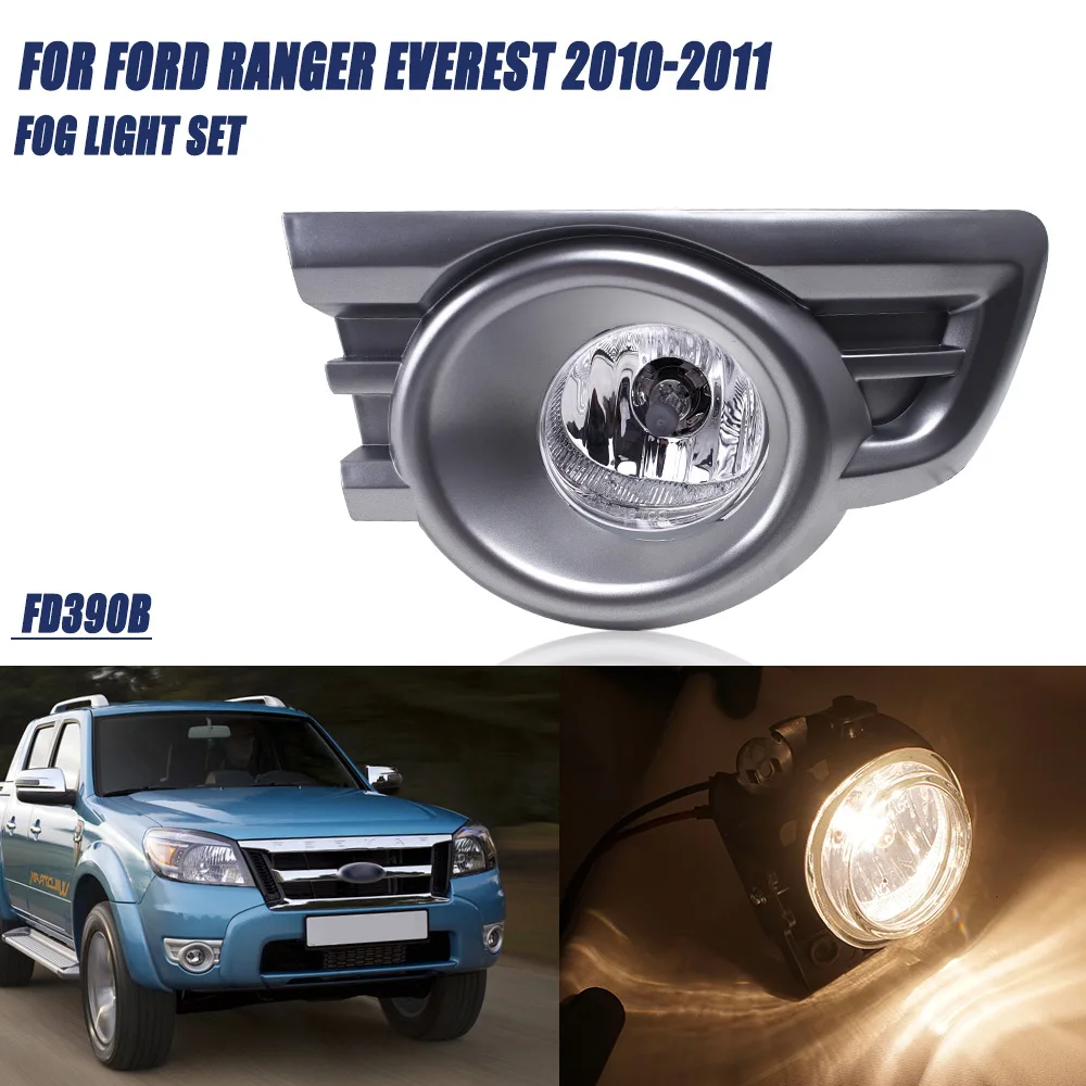 Fog Light Lamp Assembly for ford Ranger Pk everest 2009 2010 2011 With Switch Wire Harness and Chrome Bezel