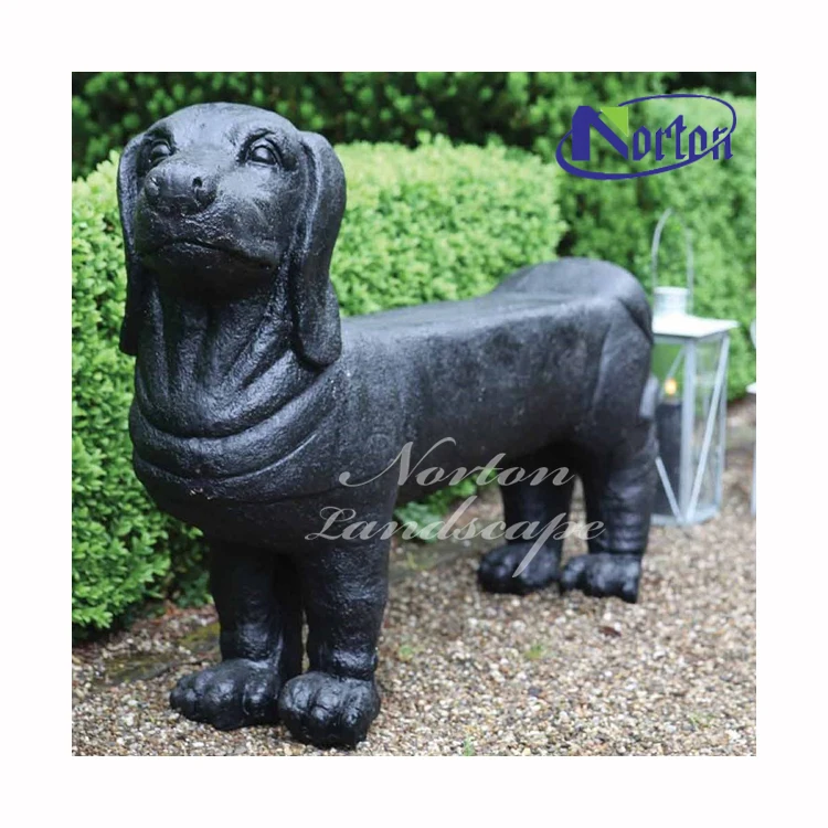 屋外の庭の装飾メタルアート動物犬等身大真鍮ブロンズダックスフント像