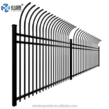 Wholesale Black Galvanized Steel Security Fence with Curved Edges Anti-Rust Bent Top Welding Best Prices