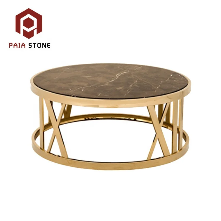 product large square metal leg brown marble coffee table-4