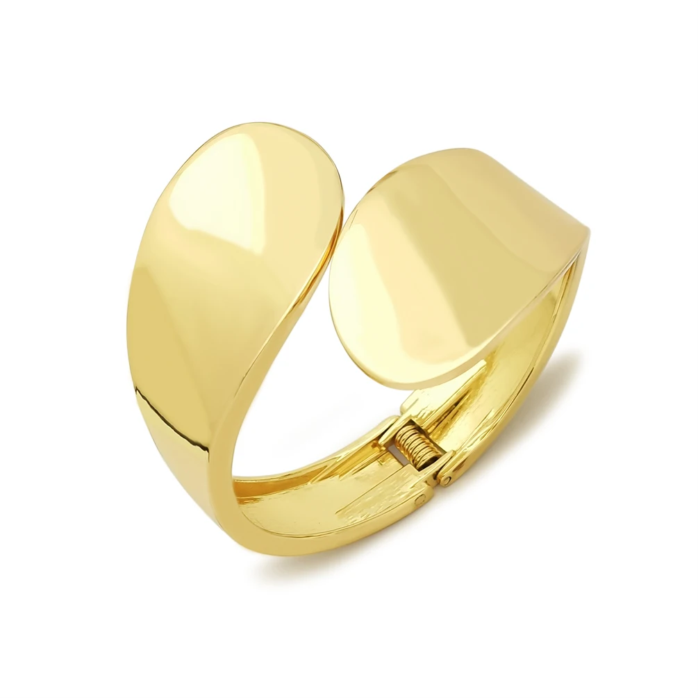 Cross Border European American Design 2 Head Arc Shape Irregular Cuff Bracelet Fashion Gold Pleated Open Bangle Bracelet Women