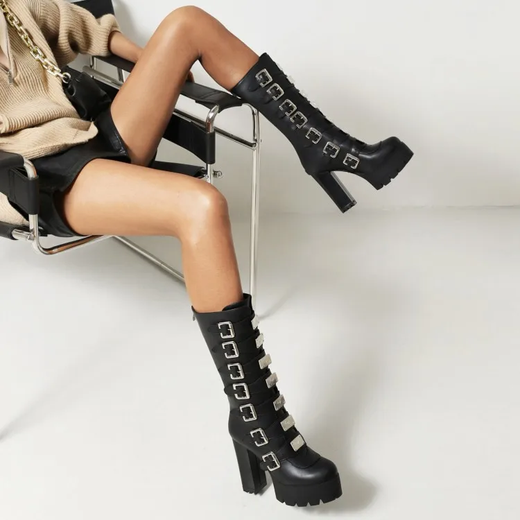 Busy Girl Mf3338 New 2021 Cover Mouth Thick Heel Thick Sole High Heel Back  Zipper Simple Large Size Ankle Women's Boots - Buy Women's Boots,Punk Women  High Heels Chunky Stretch Microfiber Sexy