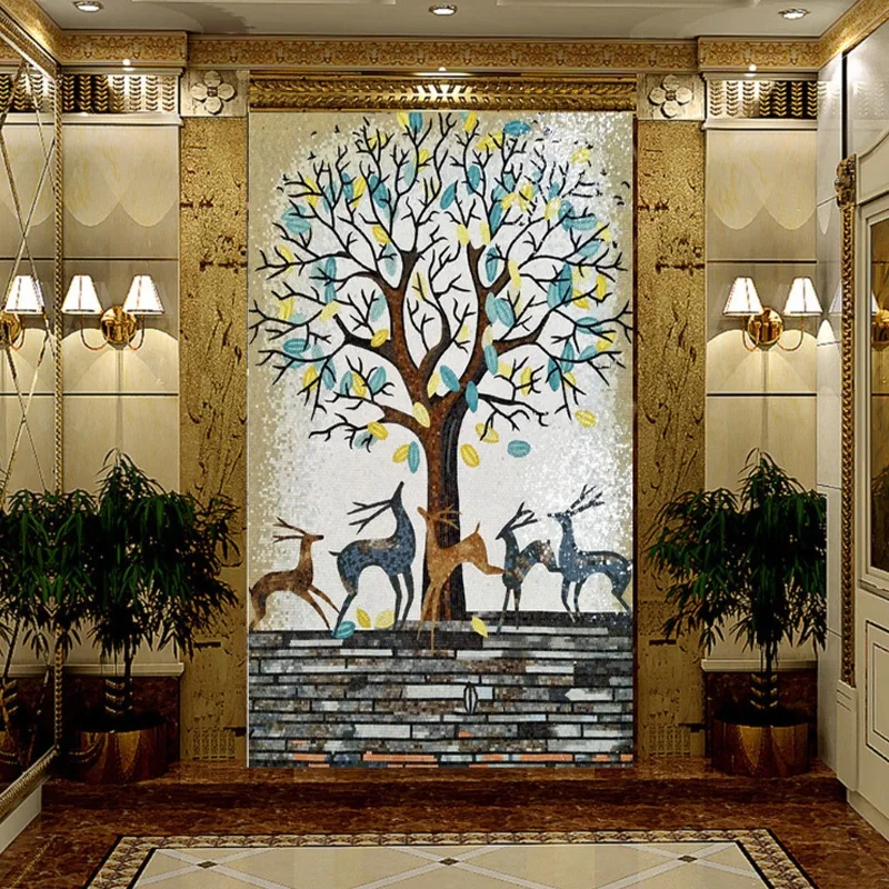 Customized Handmade Antique Classic Mosaic Tiles Art Wall Mural For Interior Hotel Project