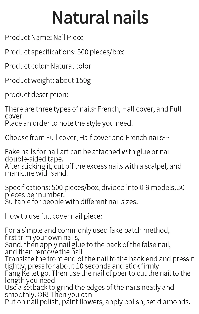 500pcs French Acrylic Fake Nail Tips Artificial False Nails Half Tips