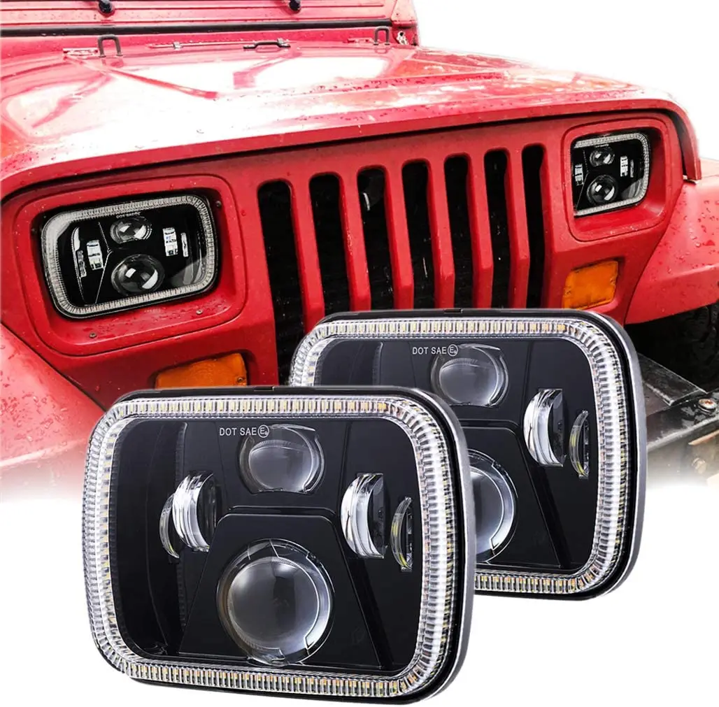 5x7 Inch Square Led Headlight With Halo For Jeep Wrangler Yj 1987-1995 Dot  Sae Approval - Buy Dot Sae Approval,5x7 Led Headlight,Led Headlight For Jeep  Cherokee Xj Product on 