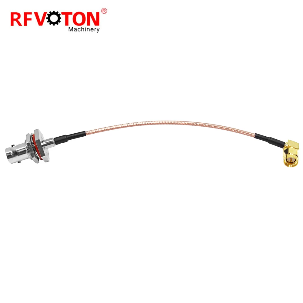Factory price BNC Jack Female bulkhead to SMA Male Plug 90 degree with RG 179 RG179 RF Pigtail Jumper extension Cable assembly
