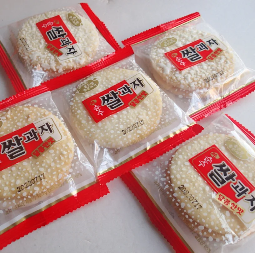 Hot Product Rice Cracker Salty with Sweety Flavor Snow Cake Korean Snacks Bag Packing Cookies Round Sweet Biscuits China 0.28 Kg manufacture