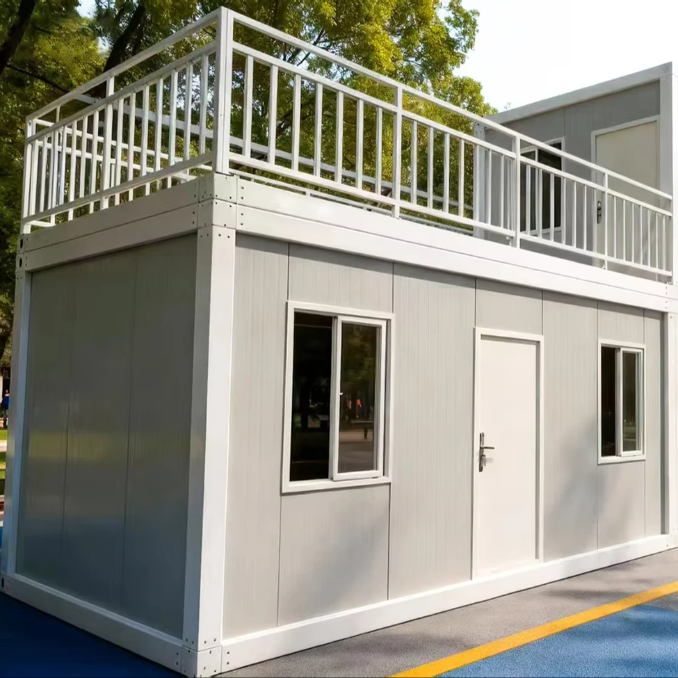 20ft 40ft Glass Prefabricated Mini Container House 2-3 Bedroom Tiny Home Living Office Shop Hotel School Features for Bathroom