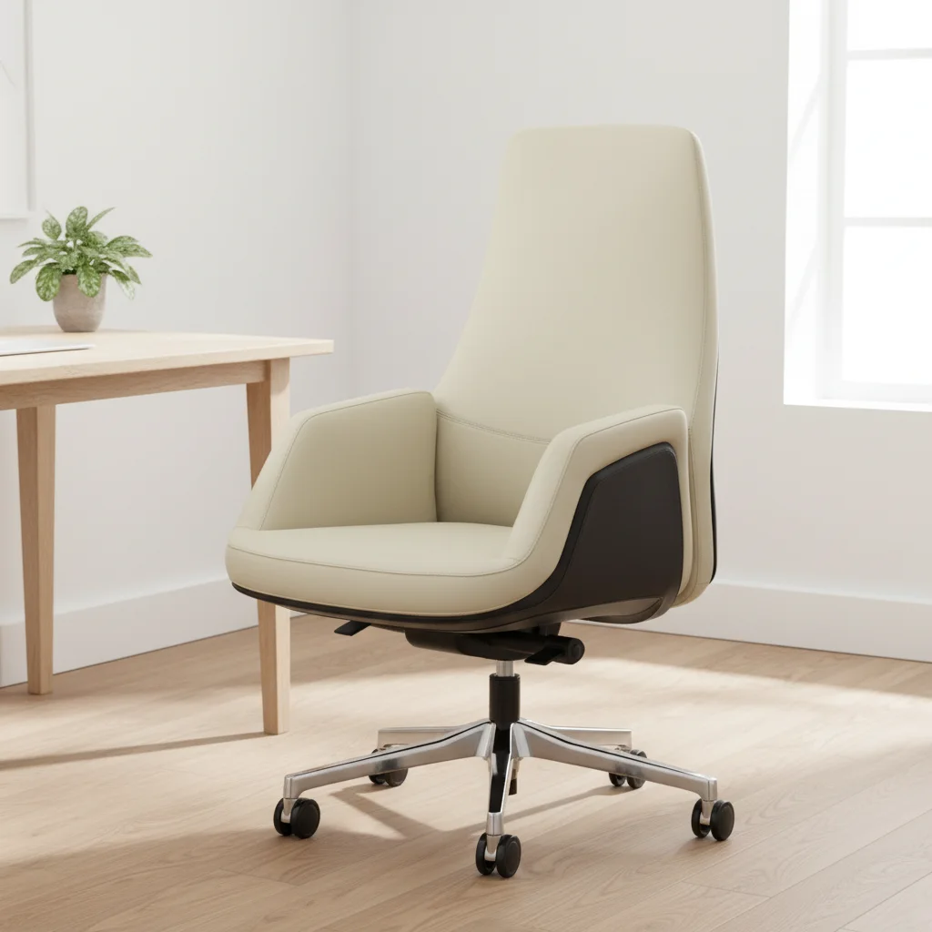 Modern Ergonomic PU Leather Covered ABS Shell Adjustable Conference Chair 4