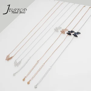 Women's Fine Jewelry 925 Sterling Silver 18K Gold Plated Zircon Blue Butterfly Charms on Link Chain Bracelets