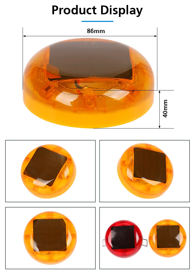 LED 360 Degree PC Plastic Solar Road Stud Lights Round Cat Eye Markers for Street