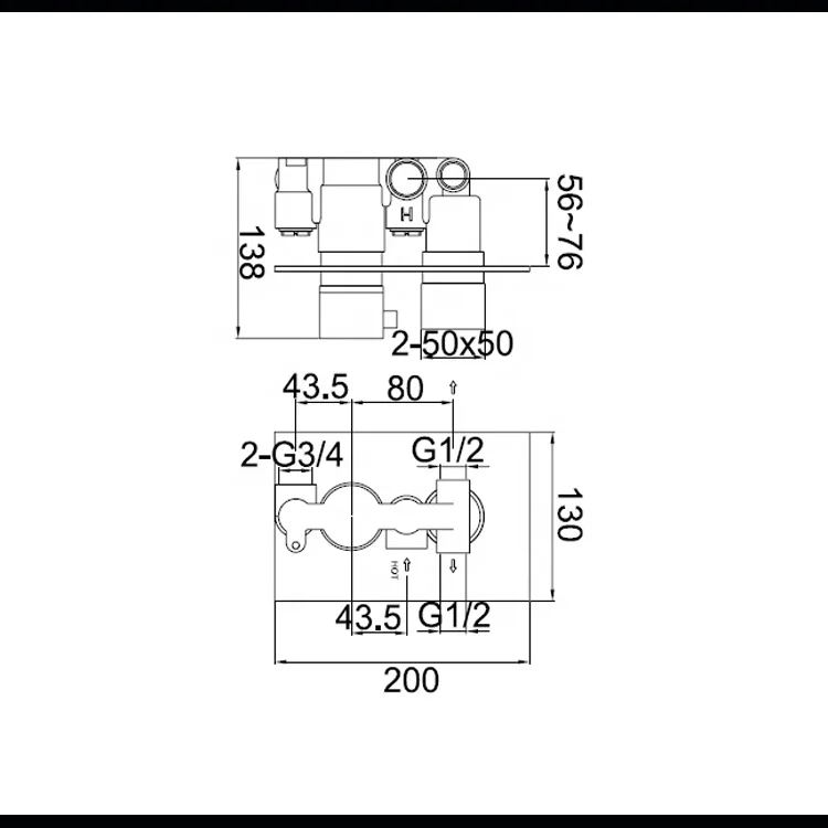 Modern Brass Square Dual Function Concealed Thermostatic Shower System With Riser Kit details