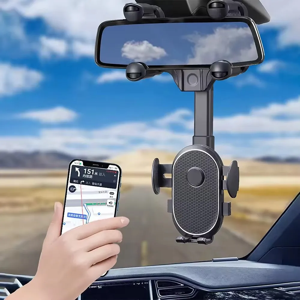 Universal Car Rearview Mirror Phone Holder 360 Degree Rotation