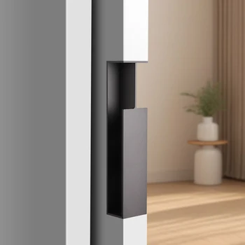 Modern Style Aluminium Alloy Pocket Door Handle Push-Pull Function Sliding Barn Door Handle for Bathroom & Apartment