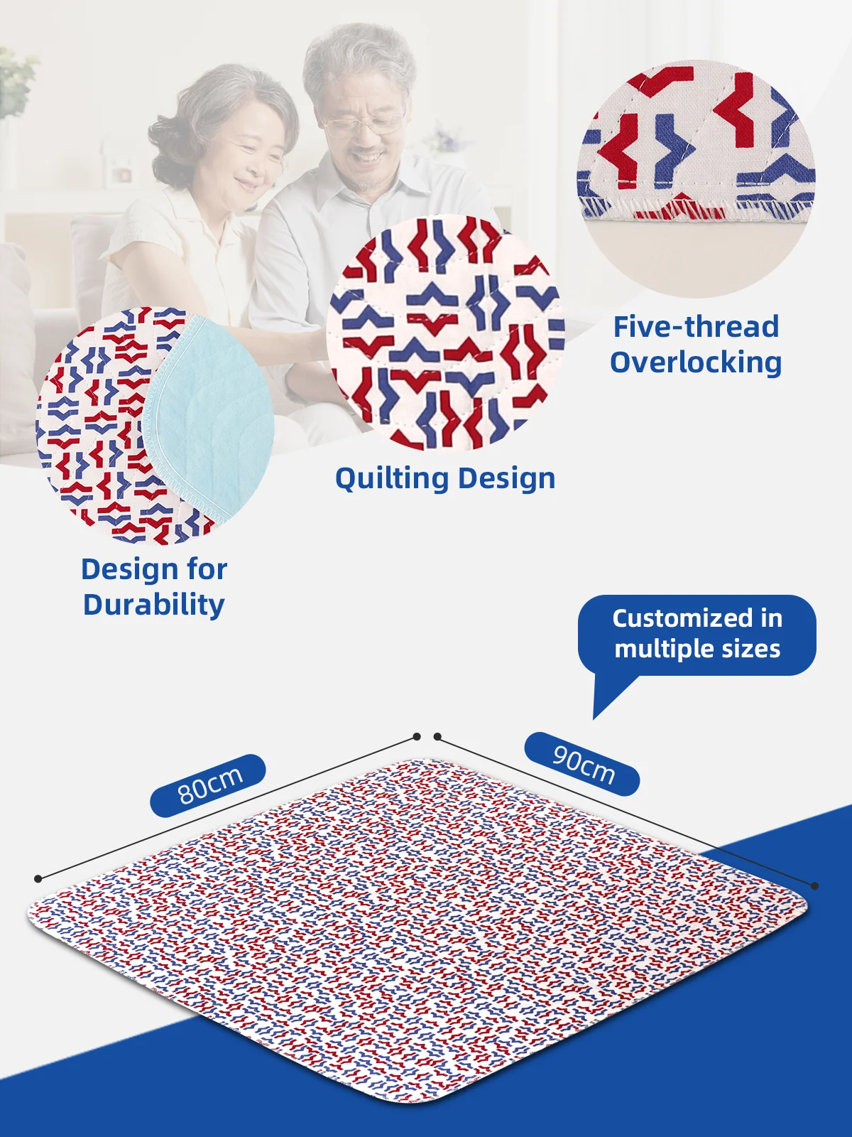 Wholesale Soft 4-Layer Quilted Incontinence Bed Pads Waterproof Adult  - product detail 1