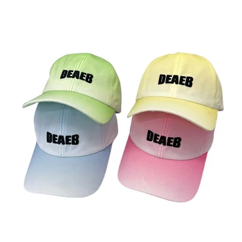 Neon summer gradual colors custom embroidery logo 6 panel soft top cotton dad hat with curved bill