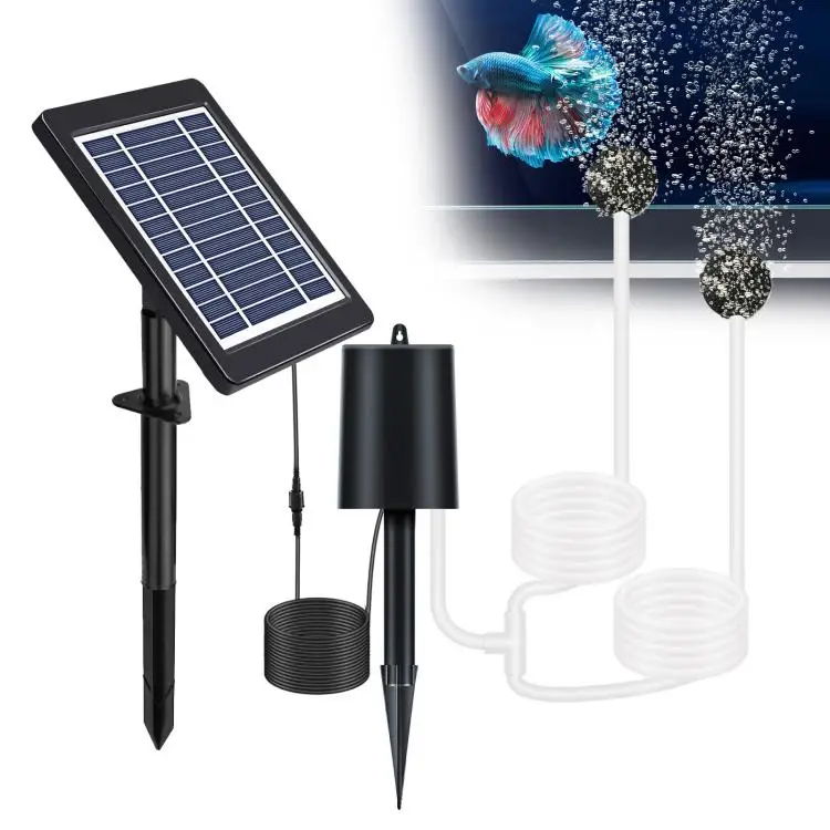 Solar Pond Aerator with Air Pump 3 Modes 4W Air Oxygen Pump with Pipe 2 Air Bubble Stones No Noise Solar Powered Pond Aerator fo